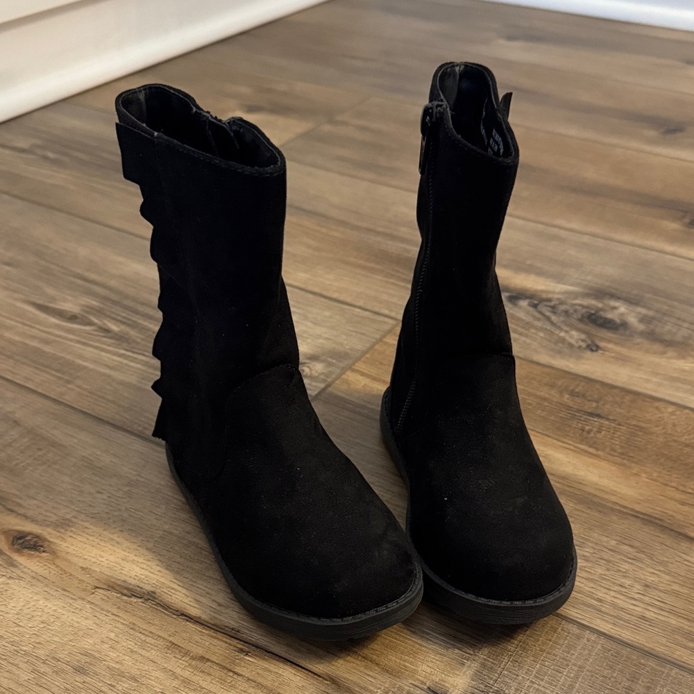 Black Cat & Jack Dress Boots with Ruffle Detail